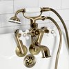 Kingston Brass Tub Wall Mount Clawfoot Tub Faucet with Hand Shower, Antique Brass KS229PXAB